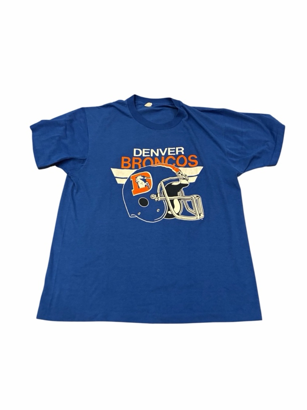 Vintage Screen Stars Label DENVER BRONCOS Large Blue T-Shirt Single Stitch
